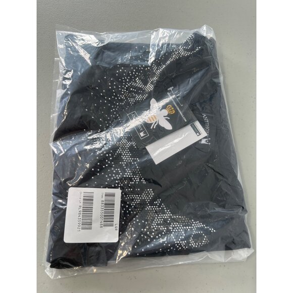 Antthony Embellished Long Sleeve Heat Seal Shirt Size XL Black Silver Chic NEW - Picture 3 of 8